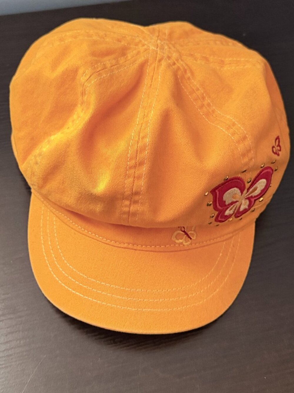 The Children's Place Baseball Cap Hat GIRLS 7-8 With Butterfly Flowers